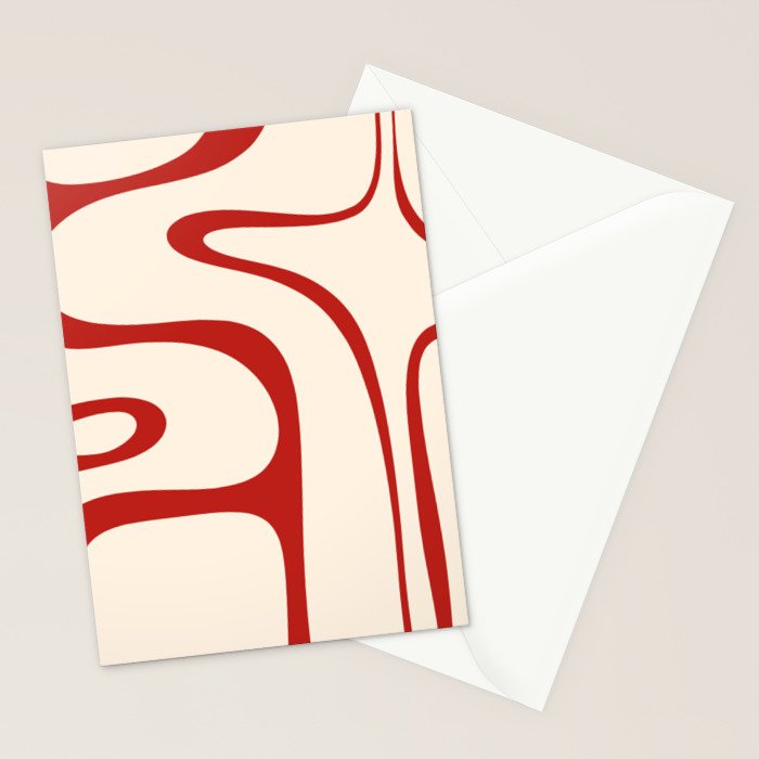 Copacetic Retro Abstract Pattern Red and Cream Stationery Card Gallery Image 2