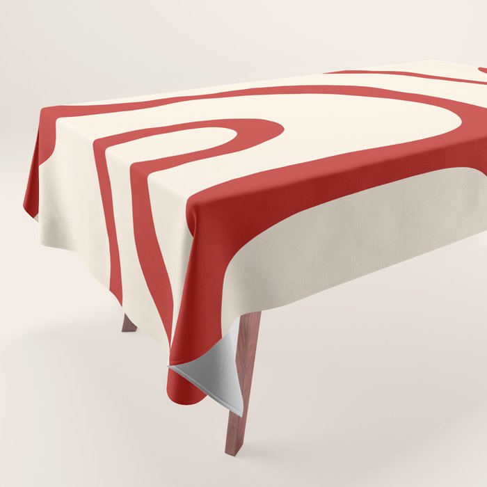 Copacetic Retro Abstract Pattern Red and Cream Tablecloth Gallery Image 1