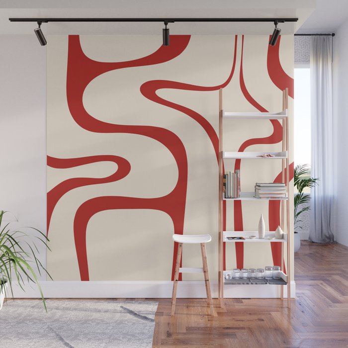 Copacetic Retro Abstract Pattern Red and Cream Wall Mural Gallery Image 1