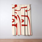 Copacetic Retro Abstract Pattern Red and Cream Window Curtain Gallery Image 3