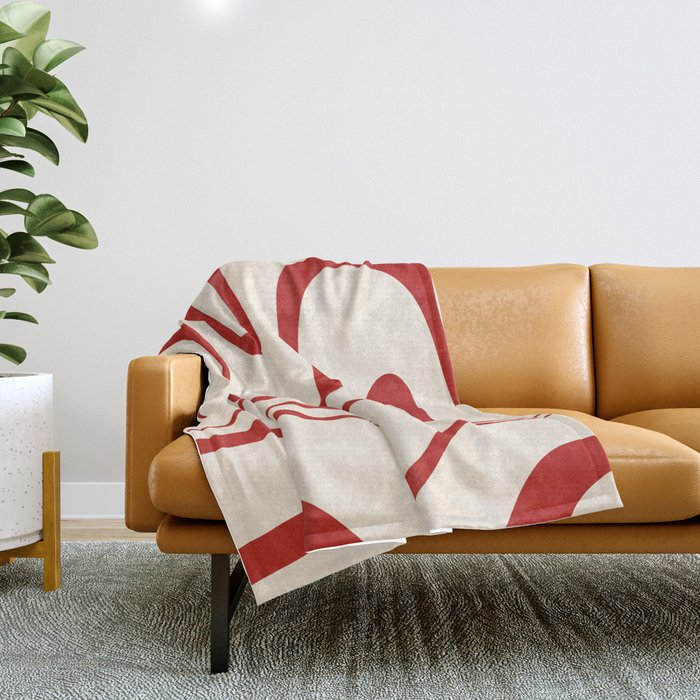 Copacetic Retro Abstract Pattern Red and Cream Throw Blanket Gallery Image 1