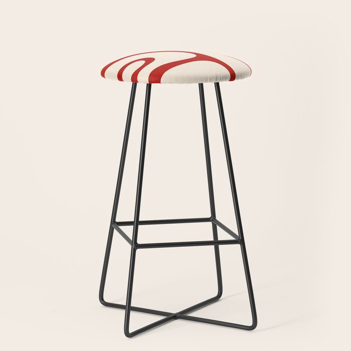 Copacetic Retro Abstract Pattern Red and Cream Stool Gallery Image 1