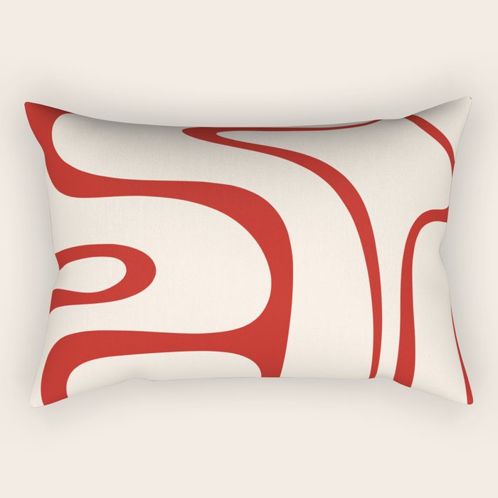 Copacetic Retro Abstract Pattern Red and Cream Rectangular Pillow Gallery Image 1