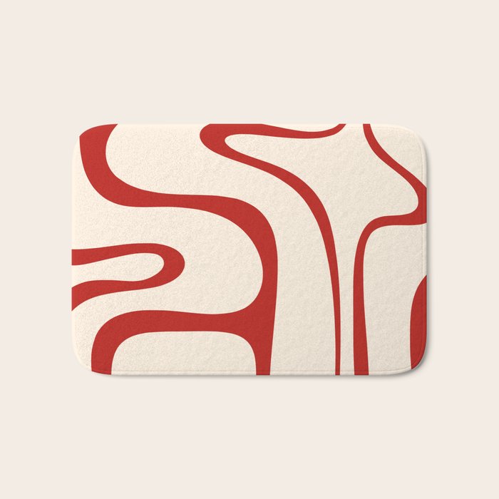 Copacetic Retro Abstract Pattern Red and Cream Bath Mat Gallery Image 1