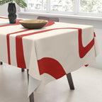 Copacetic Retro Abstract Pattern Red and Cream Tablecloth Gallery Image 3