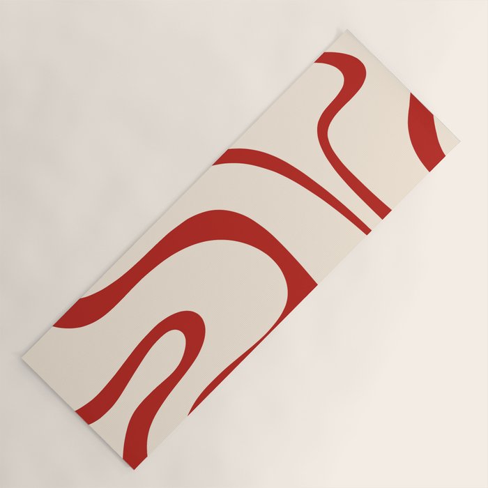 Copacetic Retro Abstract Pattern Red and Cream Yoga Mat Gallery Image 1