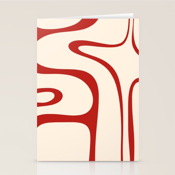 Copacetic Retro Abstract Pattern Red and Cream Stationery Card Gallery Image 2