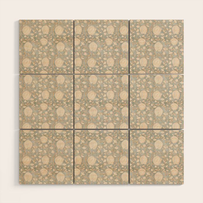 Block Print Lotus Floral - Sage Wood Wall Art Gallery Image 1