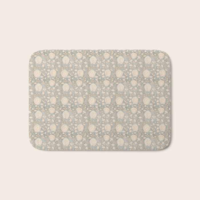 Block Print Lotus Floral - Sage Bath Mat Gallery Image 1