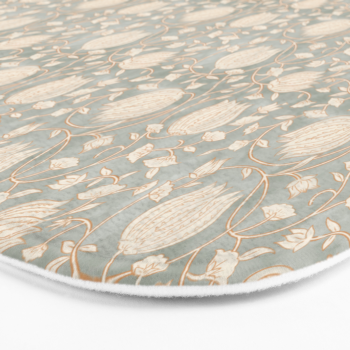 Block Print Lotus Floral - Sage Bath Mat Gallery Image 3