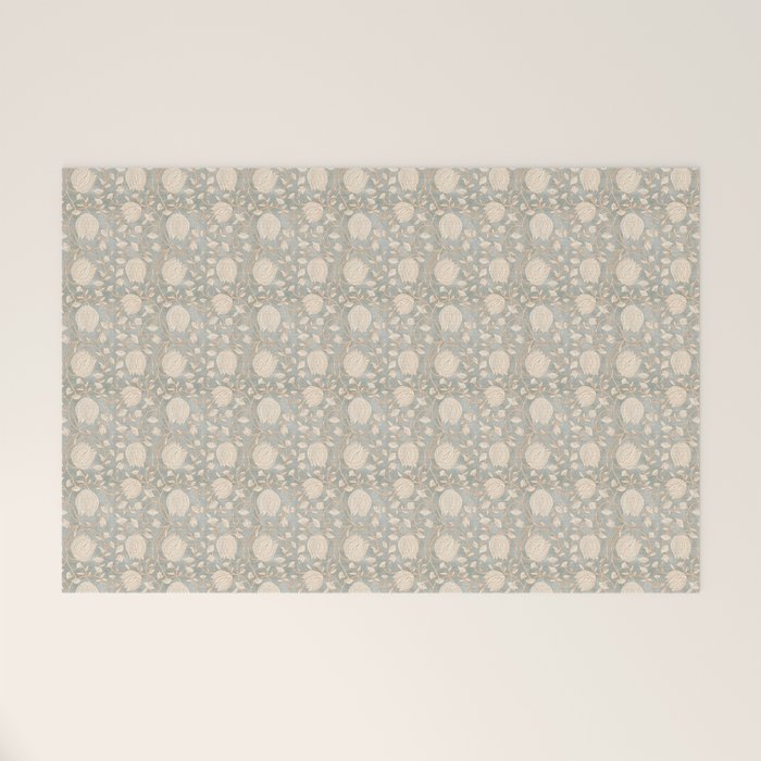 Block Print Lotus Floral - Sage Welcome Mat Gallery Image 1