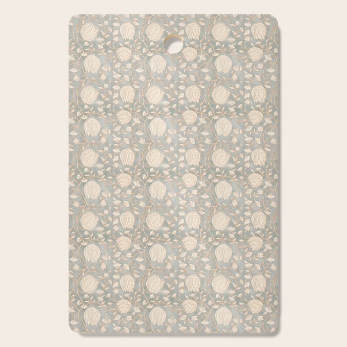 Block Print Lotus Floral - Sage Cutting Board Gallery Image 1