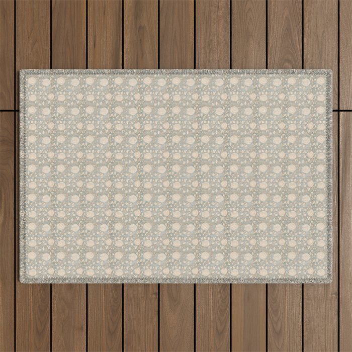 Block Print Lotus Floral - Sage Outdoor Rug Gallery Image 1