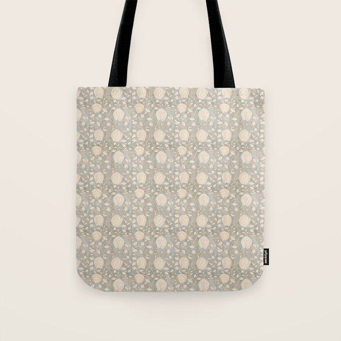 Block Print Lotus Floral - Sage Tote Bag Gallery Image 1