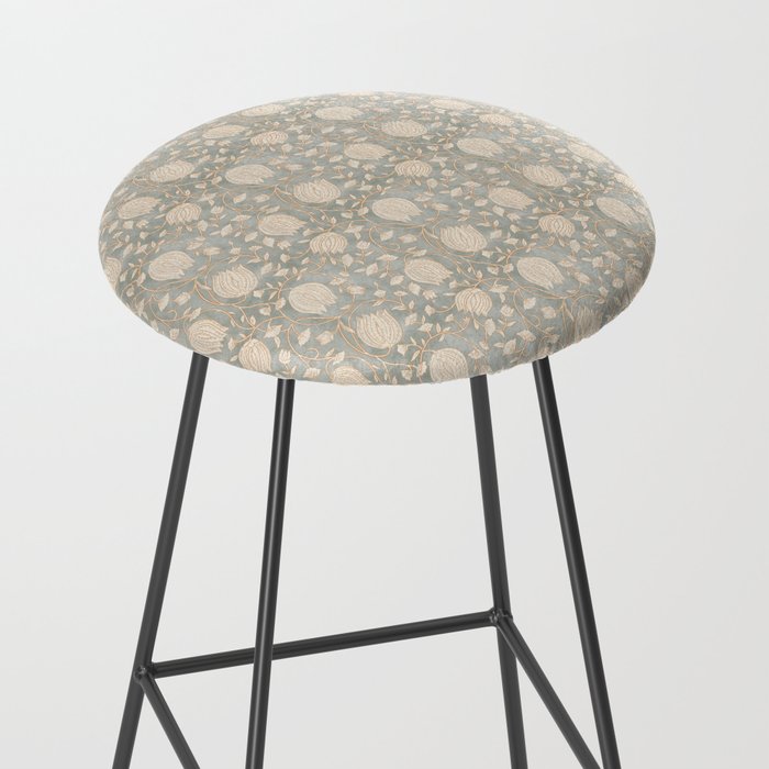Block Print Lotus Floral - Sage Stool Gallery Image 2