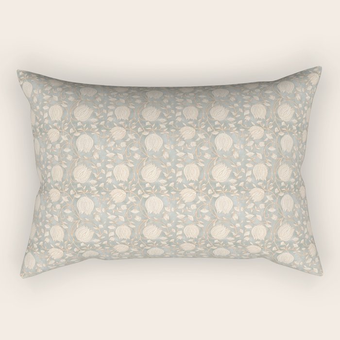 Block Print Lotus Floral - Sage Rectangular Pillow Gallery Image 2