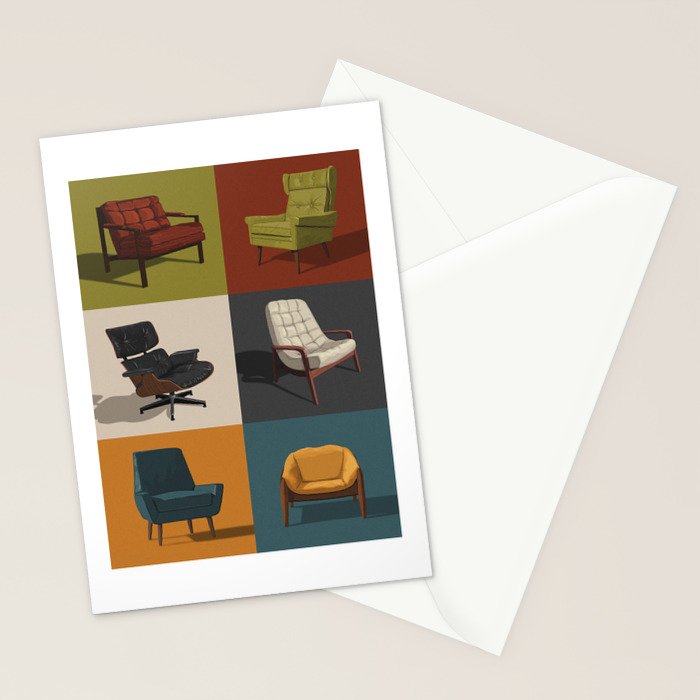 Mid-Century Chairs No. 2 Stationery Card Gallery Image 2
