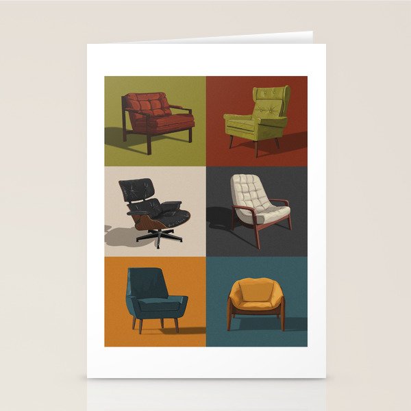 Mid-Century Chairs No. 2 Stationery Card Gallery Image 1
