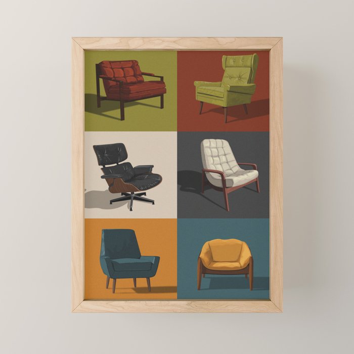 Mid-Century Chairs No. 2 Mini Art Print Gallery Image 1