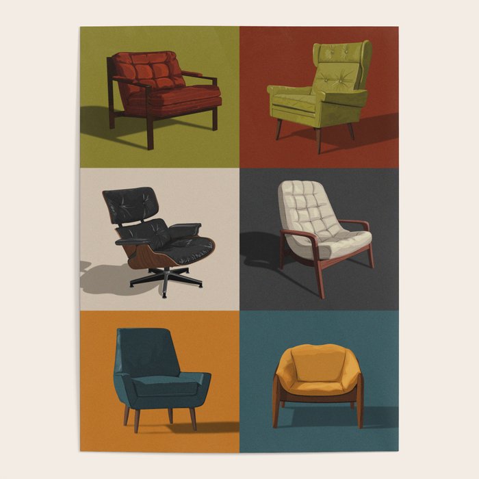 Mid-Century Chairs No. 2 Poster Gallery Image 4