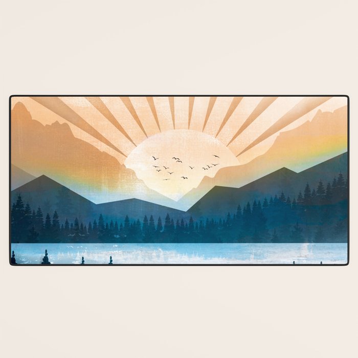 Mountain Lake Sunrise Desk Mat Gallery Image 3