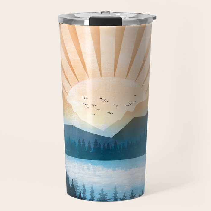 Mountain Lake Sunrise Travel Mug Gallery Image 1