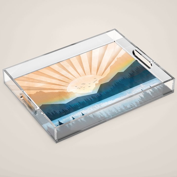 Mountain Lake Sunrise Acrylic Tray Gallery Image 1