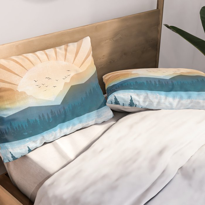 Mountain Lake Sunrise Pillow Sham Gallery Image 2