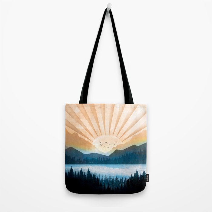 Mountain Lake Sunrise Tote Bag Gallery Image 2