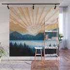 Mountain Lake Sunrise Wall Mural Gallery Image 1