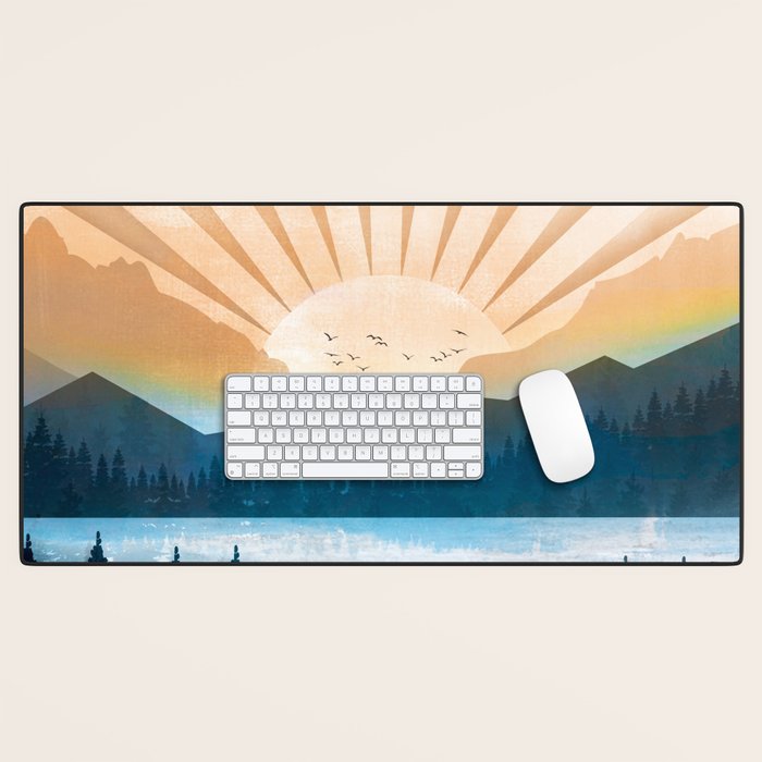 Mountain Lake Sunrise Desk Mat Gallery Image 1