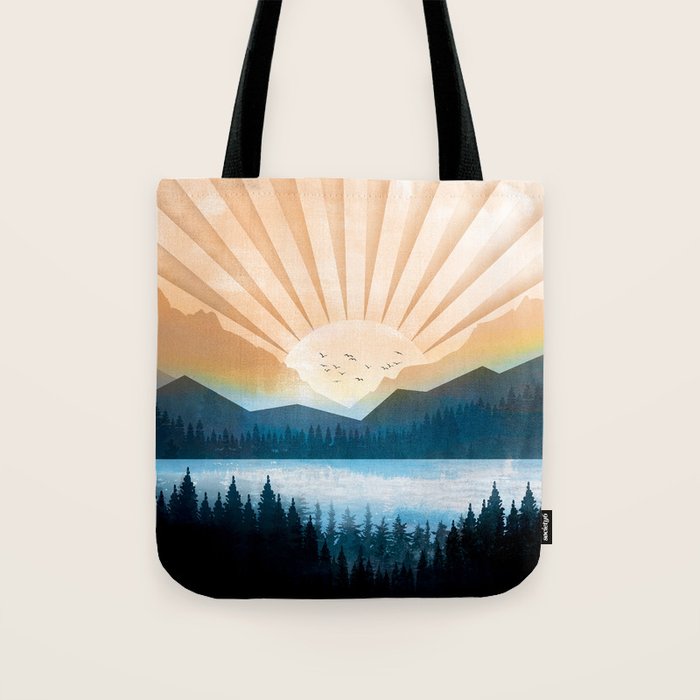 Mountain Lake Sunrise Tote Bag Gallery Image 1