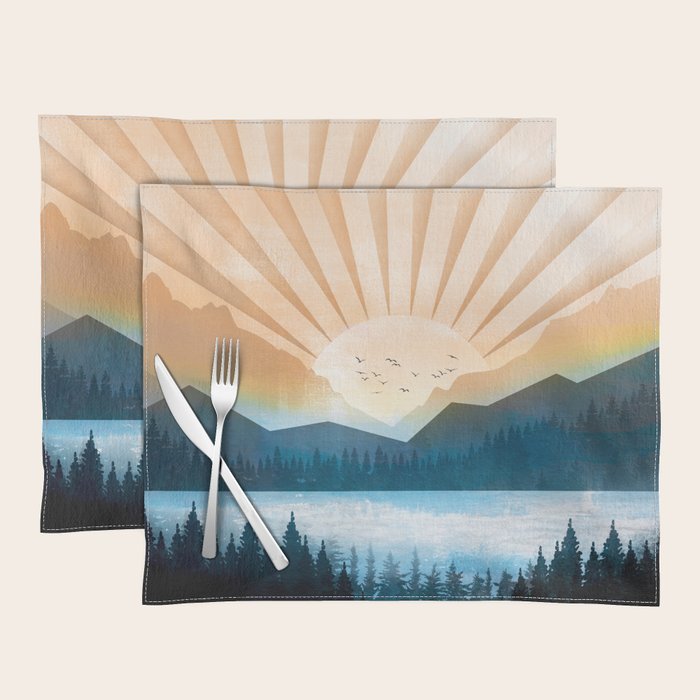 Mountain Lake Sunrise Placemat Gallery Image 1