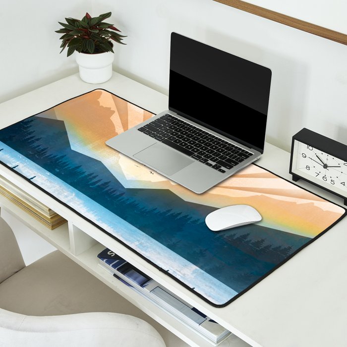 Mountain Lake Sunrise Desk Mat Gallery Image 2