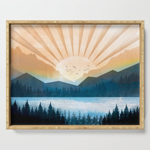 Mountain Lake Sunrise Serving Tray Gallery Image 1
