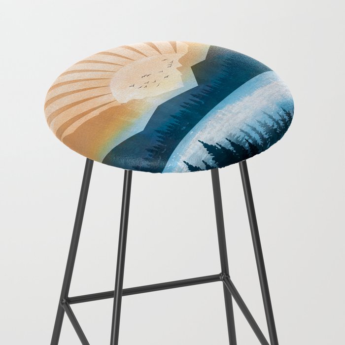 Mountain Lake Sunrise Stool Gallery Image 2