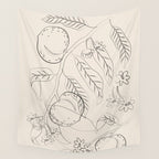 Peaches - Line Art 2 Wall Tapestry Gallery Image 4