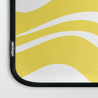 Retro Modern Liquid Swirl Abstract Pattern Square in Lemon Yellow and White Laptop Sleeve Gallery Image 3