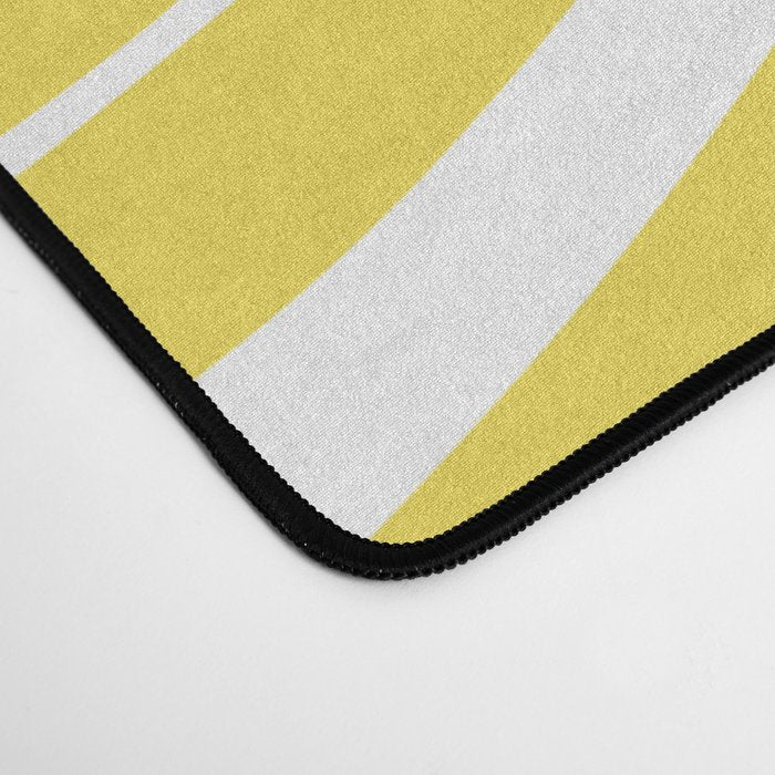 Retro Modern Liquid Swirl Abstract Pattern Square in Lemon Yellow and White Desk Mat Gallery Image 4