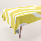 Retro Modern Liquid Swirl Abstract Pattern Square in Lemon Yellow and White Tablecloth Gallery Image 1
