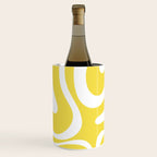 Retro Modern Liquid Swirl Abstract Pattern Square in Lemon Yellow and White Wine Chiller Gallery Image 3