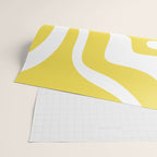 Retro Modern Liquid Swirl Abstract Pattern Square in Lemon Yellow and White Wrapping Paper Gallery Image 2