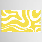 Retro Modern Liquid Swirl Abstract Pattern Square in Lemon Yellow and White Tablecloth Gallery Image 2