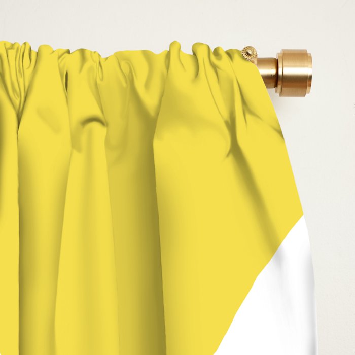 Retro Modern Liquid Swirl Abstract Pattern Square in Lemon Yellow and White Window Curtain Gallery Image 2