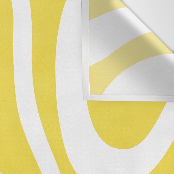 Retro Modern Liquid Swirl Abstract Pattern Square in Lemon Yellow and White Wall Tapestry Gallery Image 3
