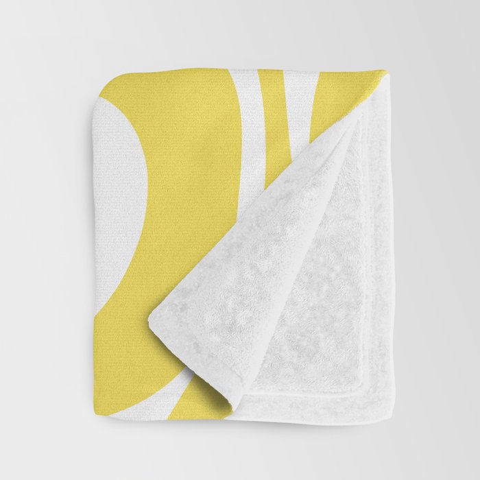 Retro Modern Liquid Swirl Abstract Pattern Square in Lemon Yellow and White Throw Blanket Gallery Image 3