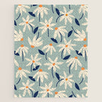 Drifting Daisies #2 - blue orange Jigsaw Puzzle Gallery Image 1