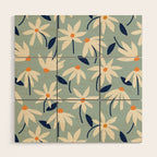 Drifting Daisies #2 - blue orange Wood Wall Art Gallery Image 1