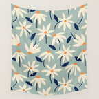 Drifting Daisies #2 - blue orange Wall Tapestry Gallery Image 4