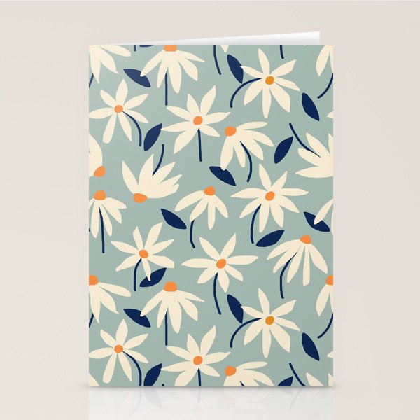 Drifting Daisies #2 - blue orange Stationery Card Gallery Image 2